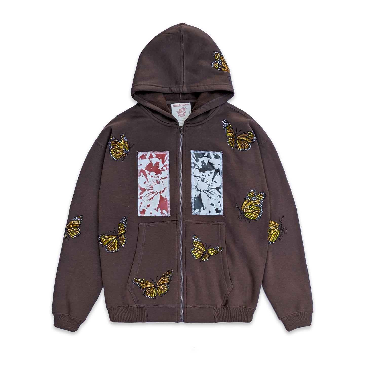 Butterfly Rhinestone Zip Hood