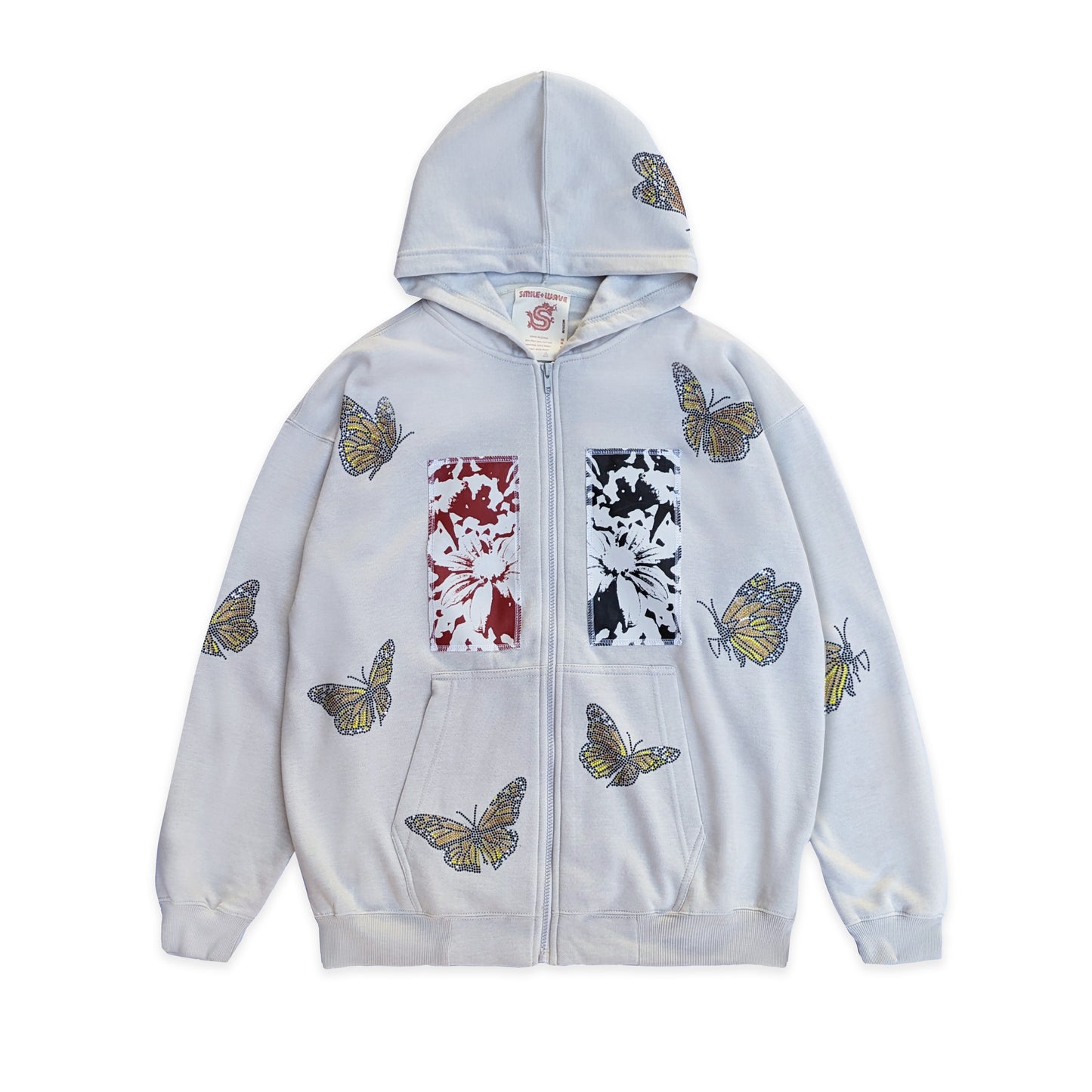 Butterfly Rhinestone Zip Hood