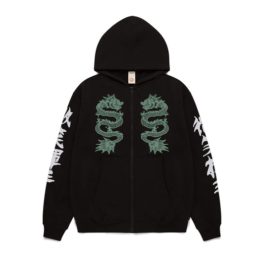 Double Happiness Zip Hoody -  Black