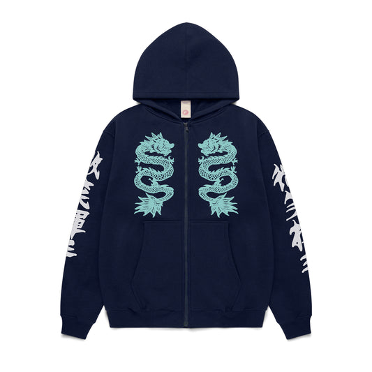 Double Happiness Zip Hoody -  Navy