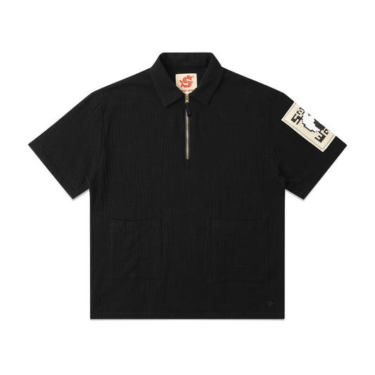 Linen Quarter Zip Short Sleeve Shirt